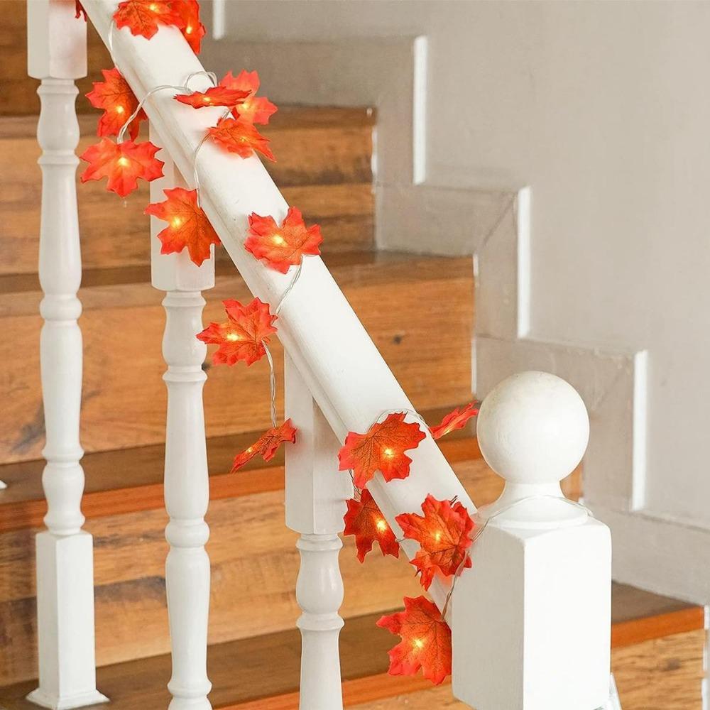 1 Stück Ahornblatt Lichterkette 10/20/40 LED Lichter Batteriebetrieben Wasserdicht Für Halloween Außen Herbst Erntedank Dekoration