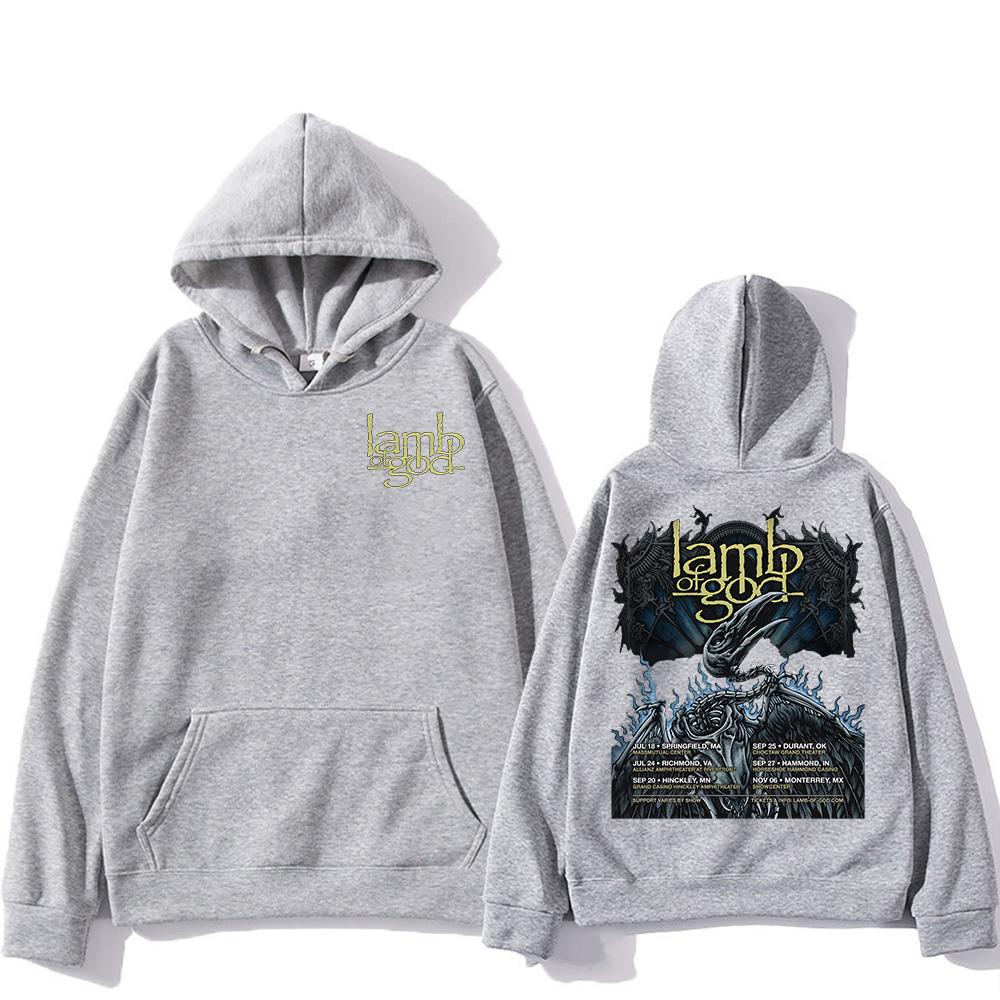 Lamb of God Tour 2025 Hoodies Rock Band Street Fashion Tracksuit Sweatshirts Long Sleeves Fleece Oversized Hooded Pullover
