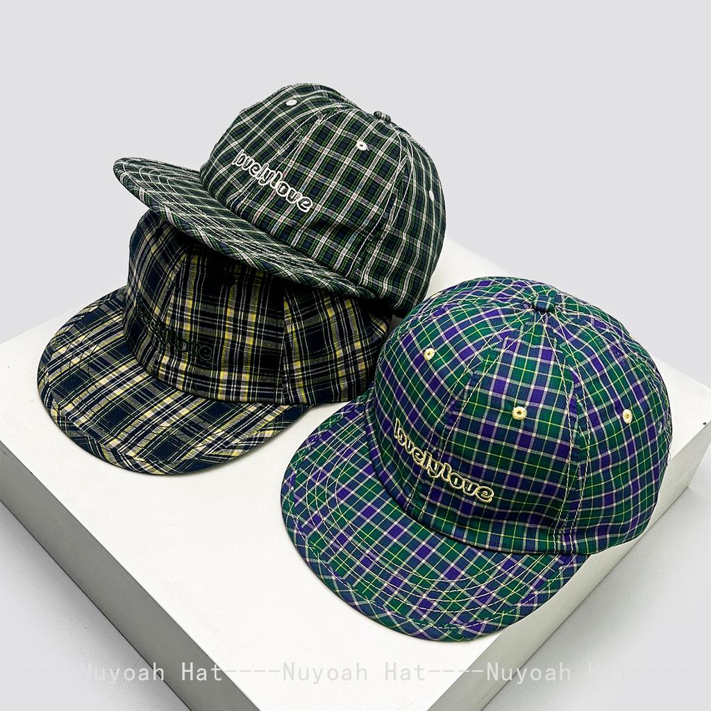 Baseball Letteringing Alphabet Stitched Plaid School Old Vintage Quick-Dry Women Men Her Him For Fresh Caps Peaked Hats Sunshade Niche Versatile