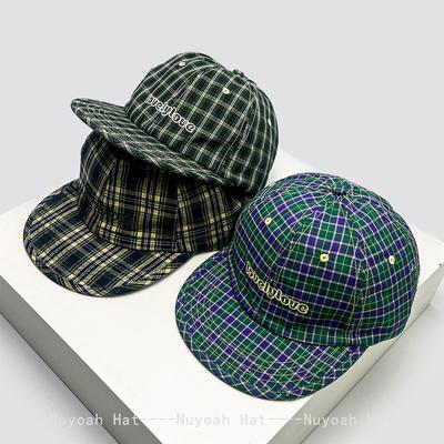 New Men Women Quick-Dry Retro Plaid Embroidered Letters Baseball Hats Sunshade Niche Versatile Flat Brim Peaked Caps Fashion Ins