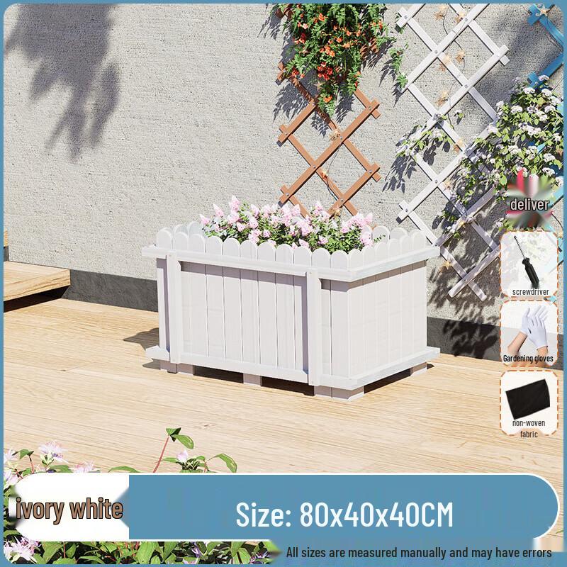 Outdoor Carbonized Solid Wood Planter Box