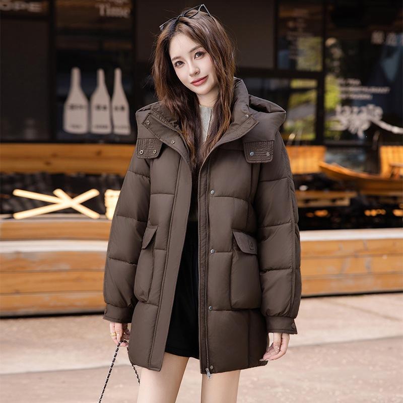 Winter new down cotton-padded clothes women's medium and long thickened cotton-padded clothes fashionable loose hooded warm cotton-padded jacket