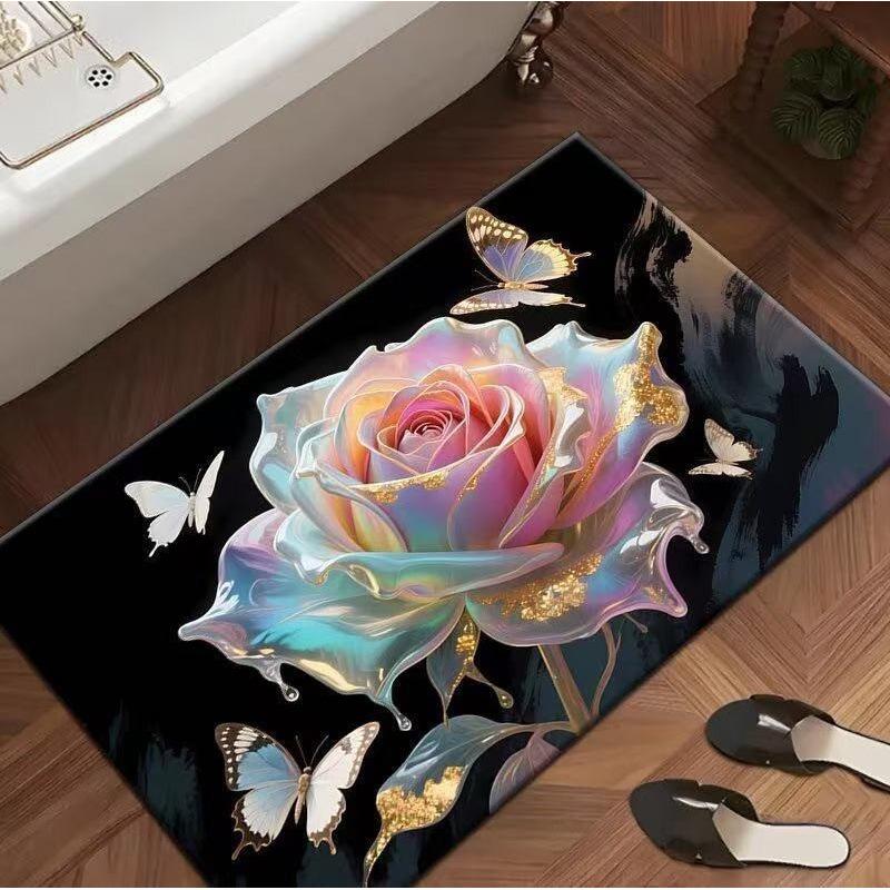 3D Rose Flower Quick-Dry Anti-Slip Bathroom Mat