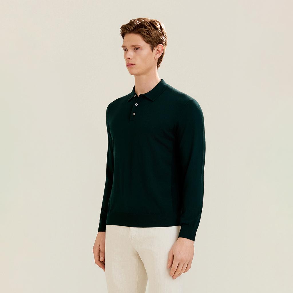 FERRAROMILANO Basic Collared Knit D/Green (Am0Gtsy10123)