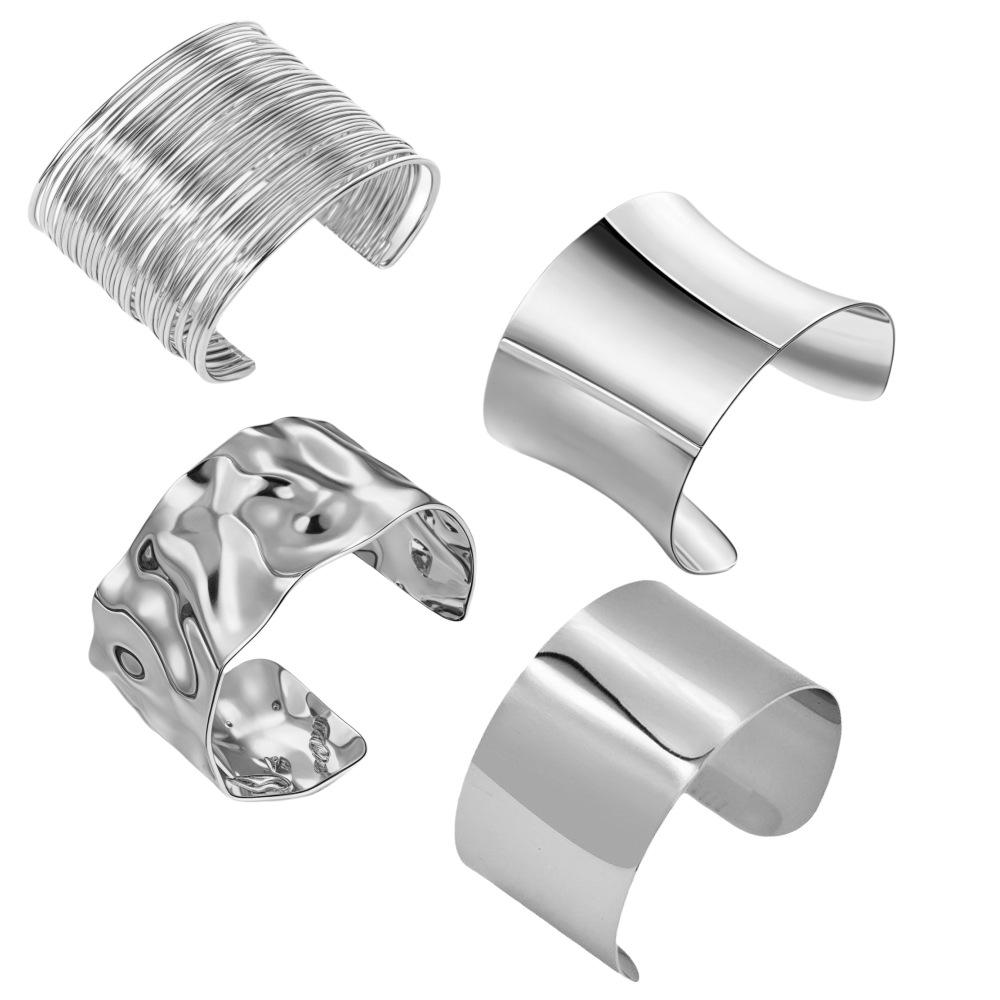 Bracciale Bangle Semicircolare Vuoto a Forma di C alla Moda – Stile Europeo e Americano