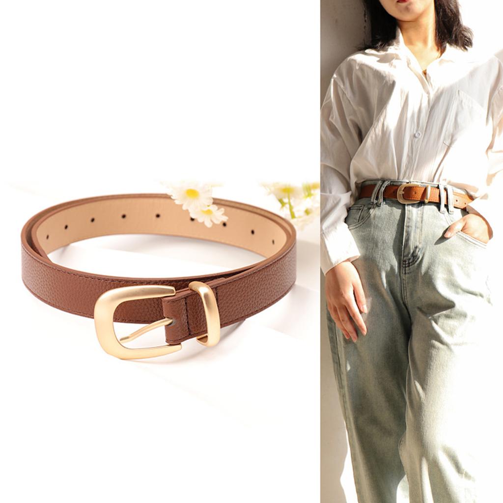 Fashionable Adjustable Jeans Belt For Women Durable Faux Leather with Gold Buckles Everyday Styling