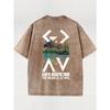 High-Quality Double-Sided Men's T-Shirt Ideal for Outdoor Sports, Vintage Washed, Made of 100%, Perfect for Daily Wear with a Loose Fit And Soft