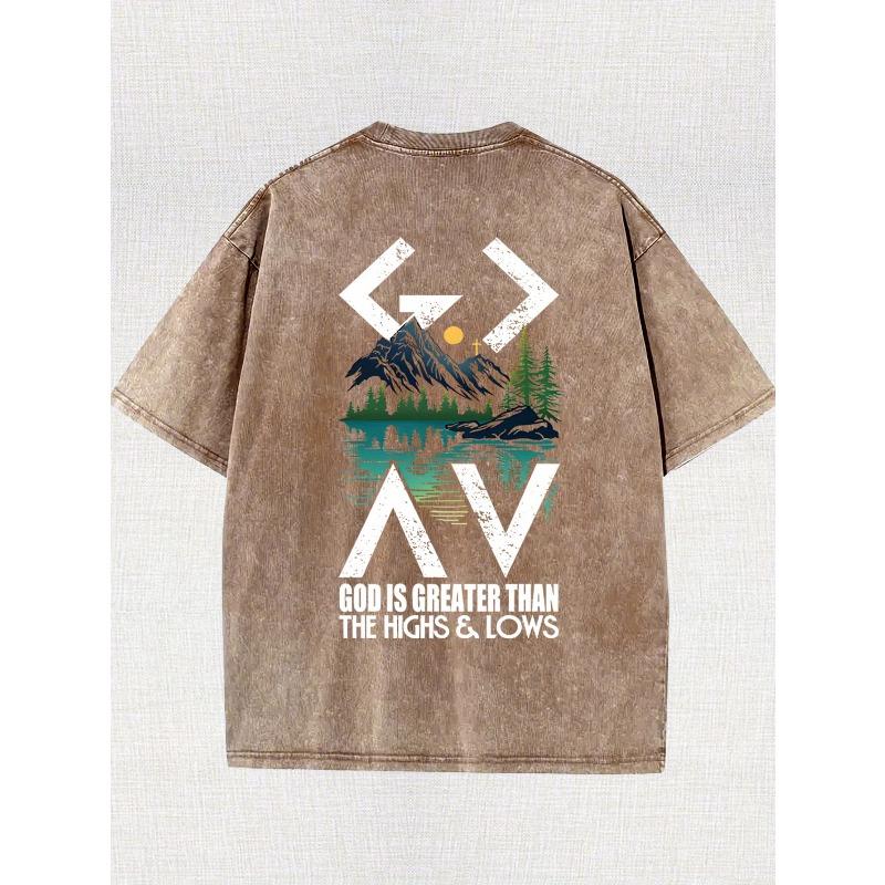 High-Quality Double-Sided Men's T-Shirt Ideal for Outdoor Sports, Vintage Washed, Made of 100%, Perfect for Daily Wear with a Loose Fit And Soft