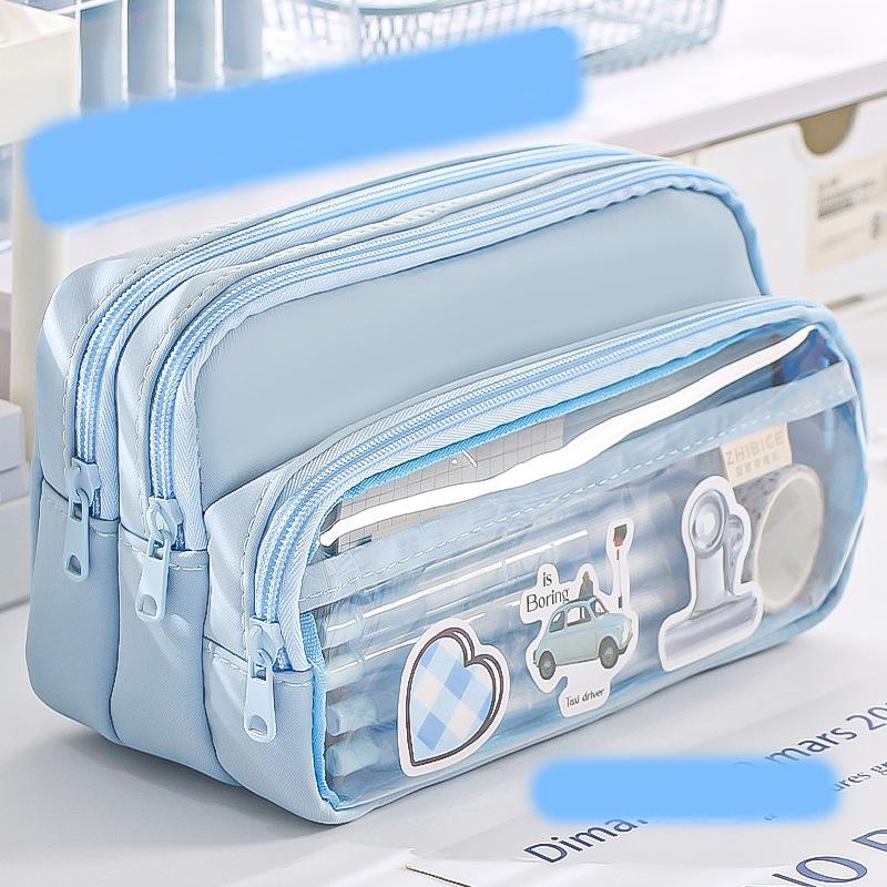Capacity Pencil Case Stationery Pen Bag Beauty Bag Portable Cosmetic Storage Bag Back School