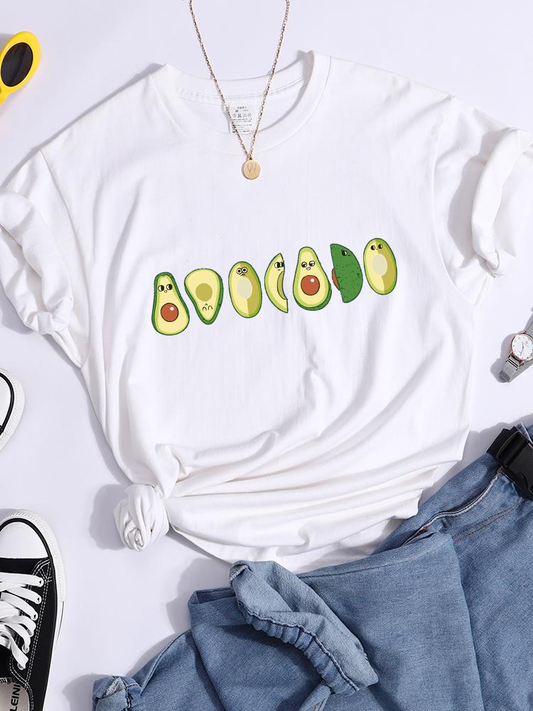 Peeled Avocado Cartoons Printed Womens Tshirts Street Breathable Crop Top Personality Cool Tee Shirt Casual Summer T-Shirt Women
