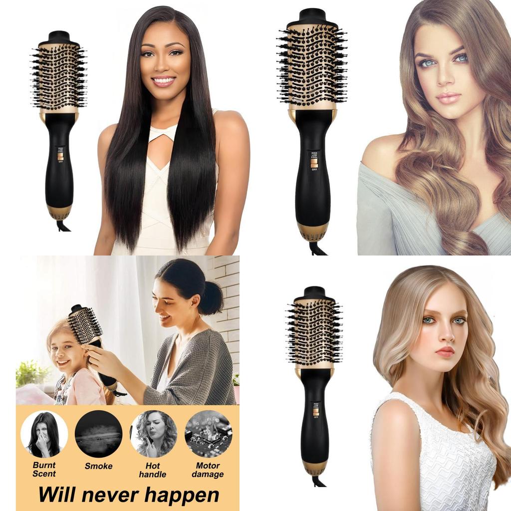 New 4 In 1 Hot Air Brush Hair Dryer With Adjustable Temperature For Smooth Styling