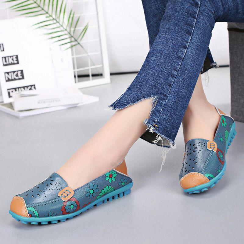Woman's Flats Shoes Woman Soft Genuine Leather Big Size Boat Shoes for Women