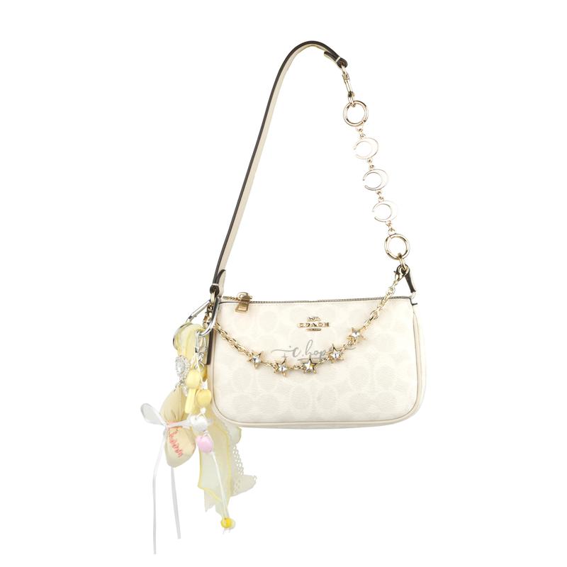 

COACH handbag [Customized bag] Nolita 19 Jiuqi silver small flower bag metal brand logo trendy and versatile artificial leather small size cheese star срібний