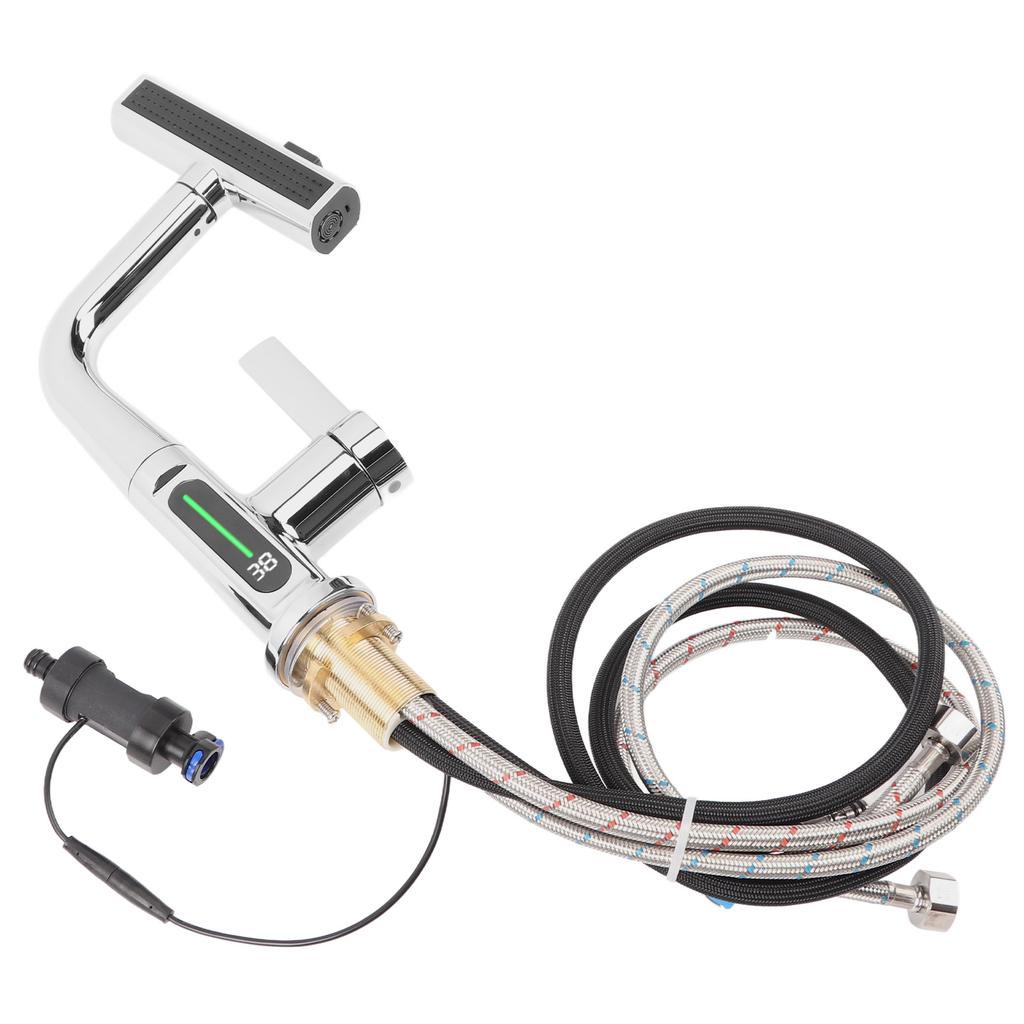 Lavatory Faucet Digital Display Household Lavatory Vanity Sink Faucet with G1/2 Universal Interface