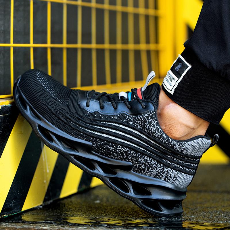 Fashion Steel Toe Safety Shoes Man Lightweight Breathable Mesh Work Shoes Protective Anti-slip Sports Safety Work Sneakers for Men Women