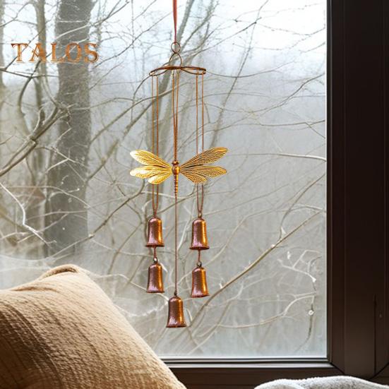 Vintage Dragonfly Wind Chime Weather-proof Indoor Outdoor Garden Patio Metal Dragonfly Hanging Wind Bell Decoration Ornament