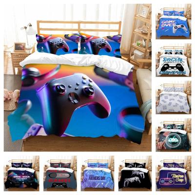 Conjunto de cama têxteis para casa 3D Gamepad Print Fronha Confortável Edredom Capas de edredom Microfibra