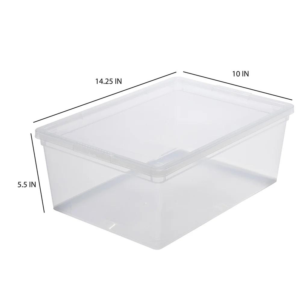 4 Pack Stackable Storage Bins with Lids Clear Plastic Nestable Organizers Ideal Clothing Toys Household Items Home Office