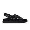 ZA Shoes New Black Beaded Flat Sandals Thick-soled Seaside Vacation Wind Beach Shoes Small Man