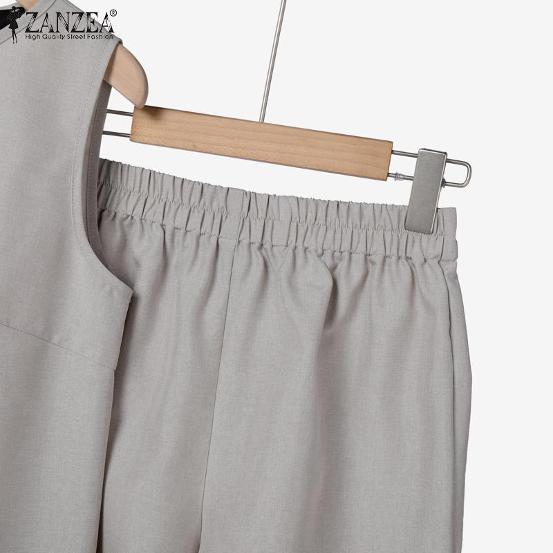 ZANZEA Womens Sleeveless Tank Tops and Shorts Summer Two Piece Sets