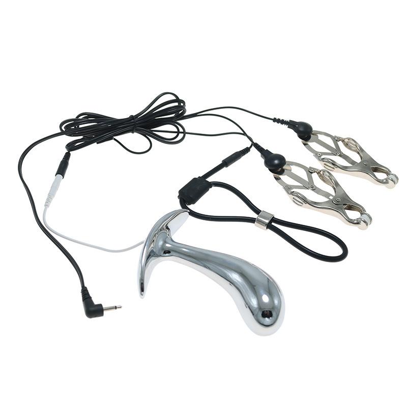 Electric Shock Pulse Nipple Clamp G-Spot Anus Butt Plug Penis Ring Men and Women Passion Training Masturbation Sexy Sex Product