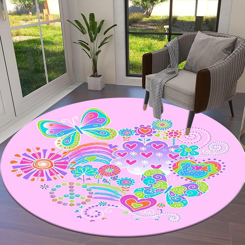 1pc Office Carpet Chair Mats Butterfly Rainbow Hearts Flowers Mandala Perfect for Decorating Office Chairs, Living Rooms, Or Bedrooms.YDT208