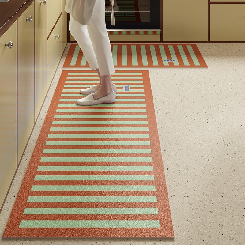 Long Strip Kitchen Floor Mat PVC Leather Rugs Waterproof Anti-fouling Oil-proof Kitchen Rug Washable Easy Clean Home Decoration