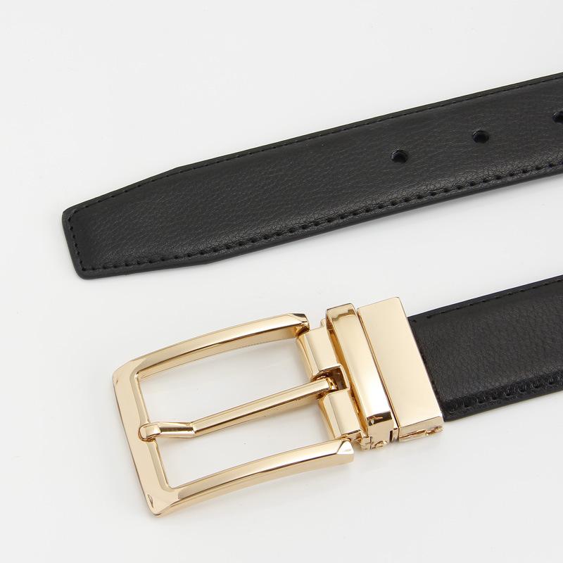 Two Layer Leather Pin Buckle Belt  Two Sided Genuine Leather Casual and Fashionable Belt Rotating Buckle for Men