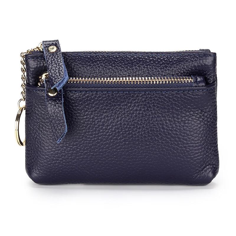 DAXTE Mini Leather Zipper Coin and Card Pouch