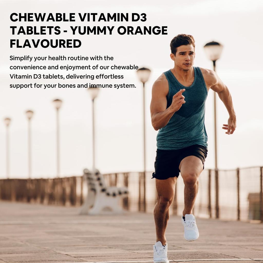 Carbamide Forte Vitamin D3 60000IE 90 Tabletten für Männer & Frauen | Immununterstützung, Knochengesundheit, Orangenaroma -