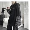 Herrenbekleidung Fake Two Hoodies Patchwork Plaid Kapuzenpullover Oversized Tops Kleidung für Damen Harajuku Casual Sweatshirt