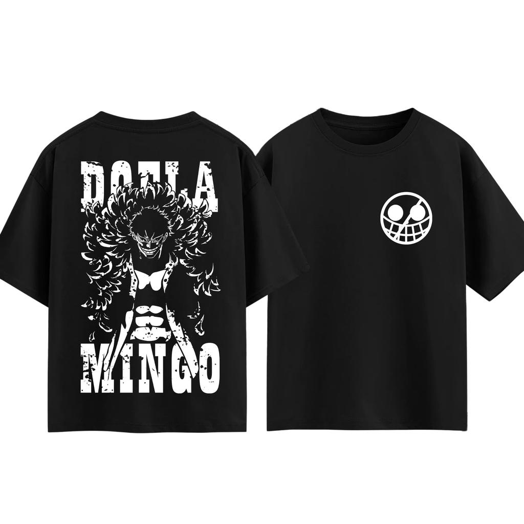 Anime One Piece Doflamingo Print T-shirt, Unisex Summer Gothic Style Breathable Pure Cotton Anime Short Sleeve T-Shirt