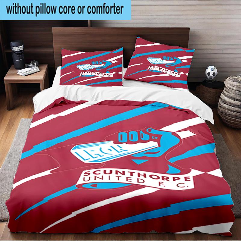 3PCS Scun-thorpe Football Crest Bedding Set,Including 1pc Duvet Cover And 2pcs Pillowcases Perfect for Bedroom, Dormitory, Fan Christmas gift