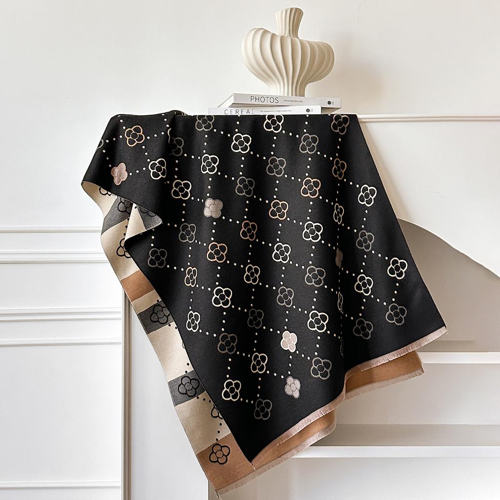 Luxuriöser Herbst- und Winter-Kaschmirschal Damen Neu Warme Pashmina Decke Poncho Schals Mode Druck Schal Dickes Foulard Bufanda