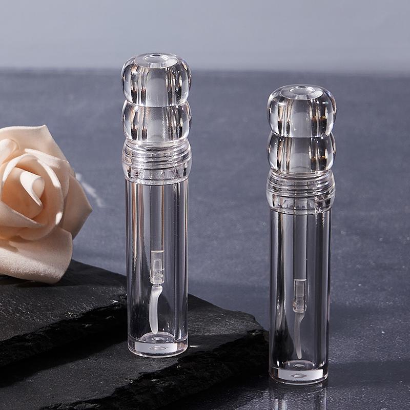 Empty 3.5Ml Transparent Lipgloss Tubes With Silicone Brush Round Cosmetic Lipgloss Tube Clear Lip Balm Bottle Refillable