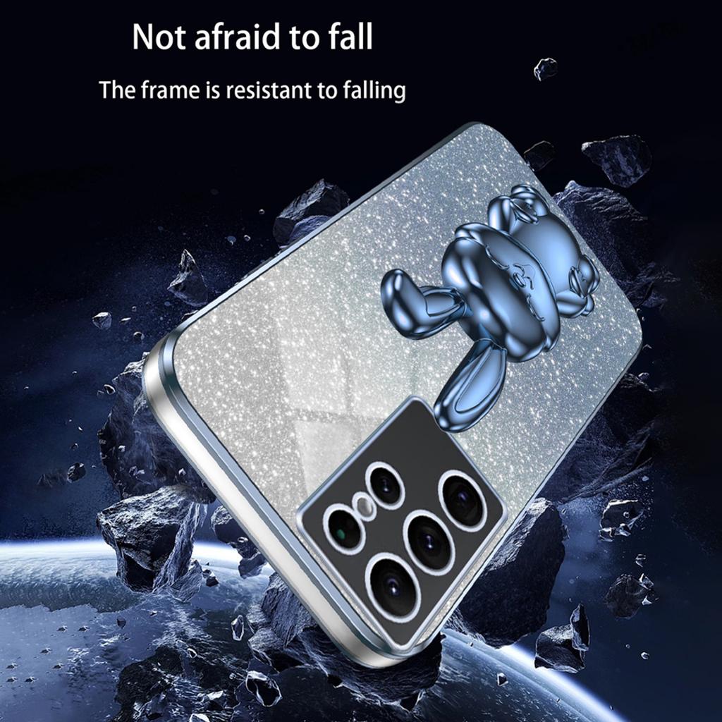For Samsung Galaxy S22 Ultra 5G Case Pull-out Kickstand Cartoon Rabbit Anti-drop Phone Cover