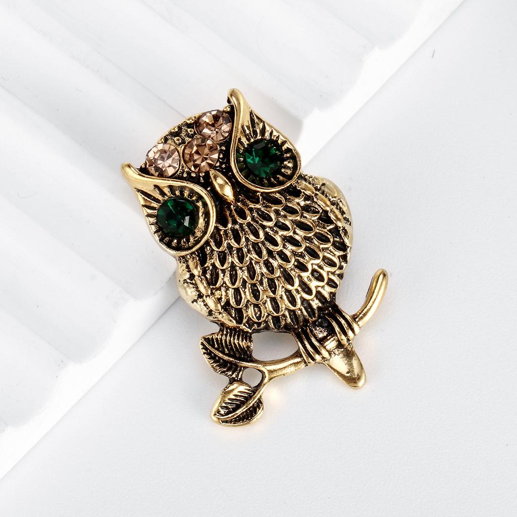 Animal Bird Owl Brooch Shiny Crystal Owl Metal Pin Men's Women's Clothing Backpack Decorations Jewerly Gift Accessories