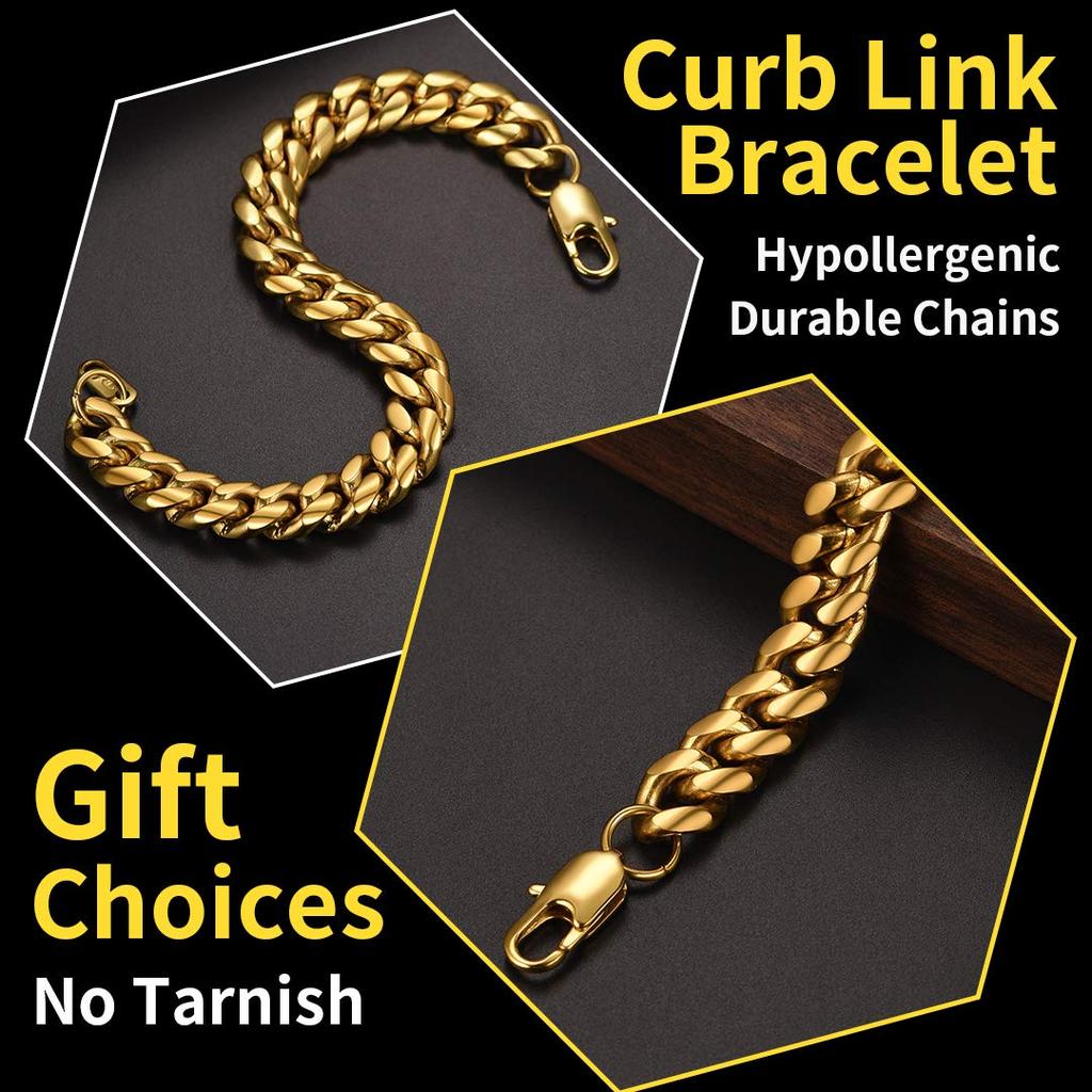 Hiphop 10mm Stainless Steel Curb Chain Bracelet For Men Women Fashion Cuban Link Chain Bracelet Unisex Wrist Jewelry Bangle Gift