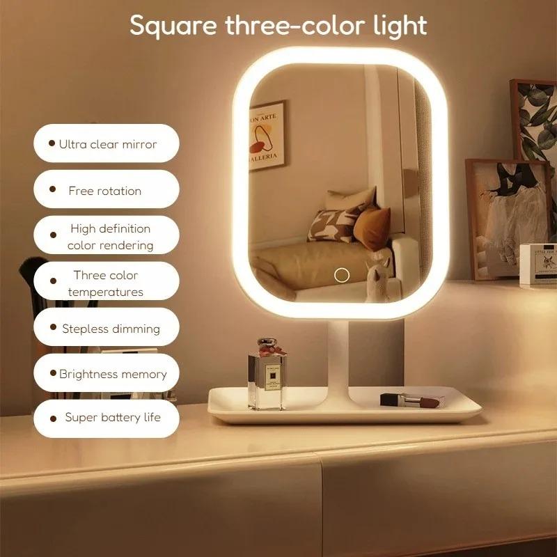 LED internet celebrity makeup mirror fill light mirror with light student dormitory desktop portable makeup mirror home makeup белый