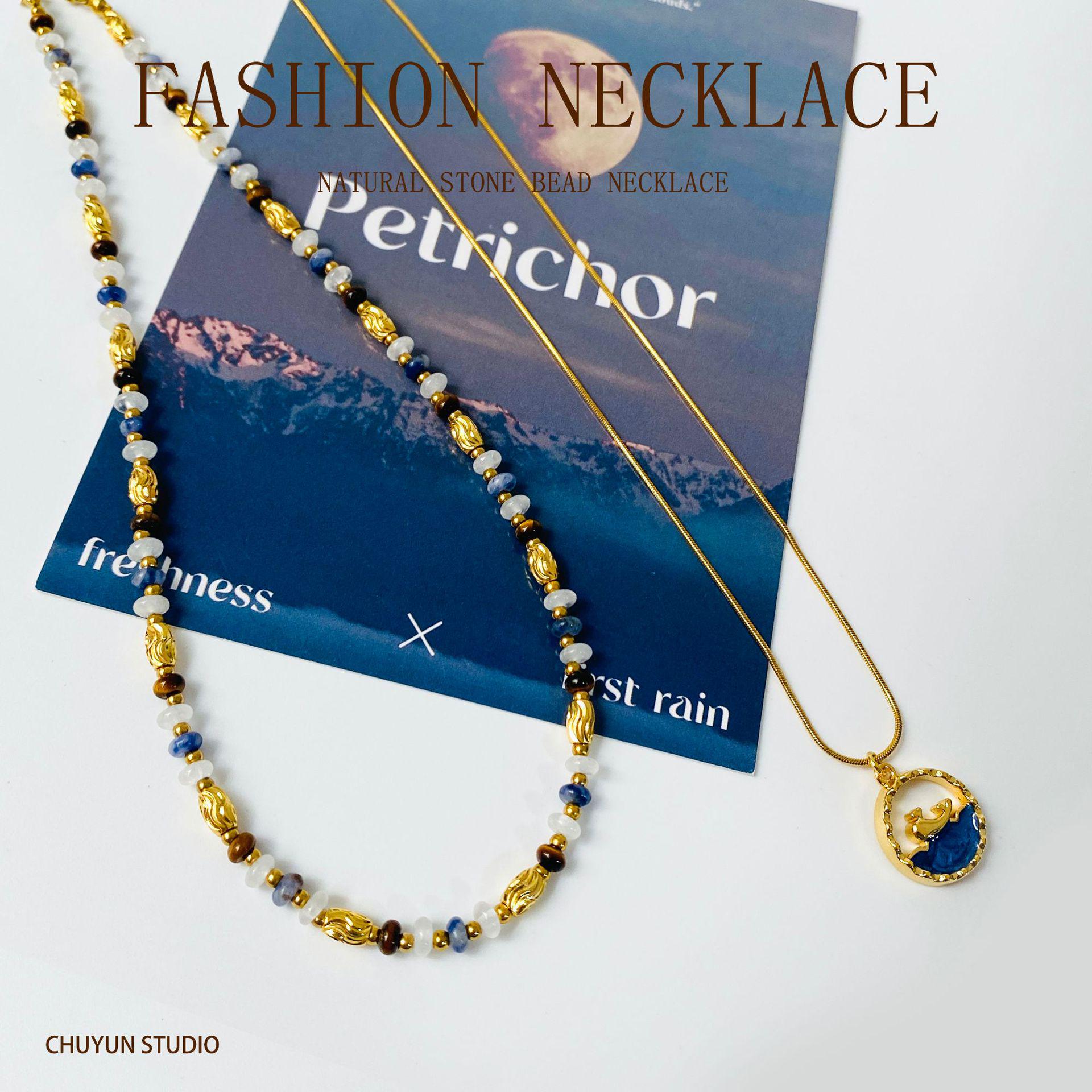 

Whale Tide Retro High-End Natural Stone Hand-Beaded Women s Luxury Necklace Unique