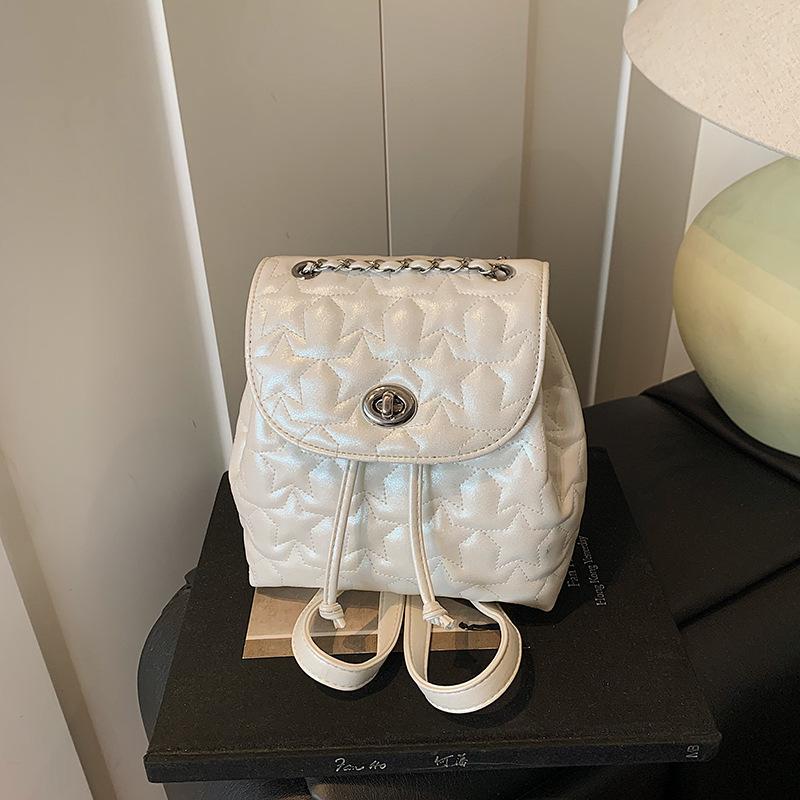 

Рюкзак женский новый модный ромбовидный рюкзак на плечо портативная сумка-ведро на цепочке белый