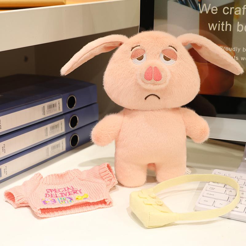 

Мягкая плюшевая игрушка-свинка со съемной одеждой, гнущимися ушами, мягкий подарок Nude