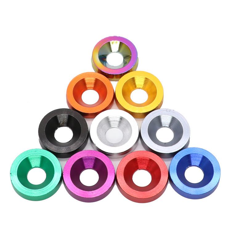 10pcs aluminum alloy countersunk washer M6 colourful Anodized Countersunk Head Bolt Washers Gasket