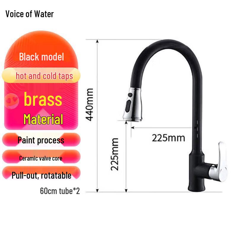 Copper Pull-Out Kitchen Faucet with Hot/Cold Mixer