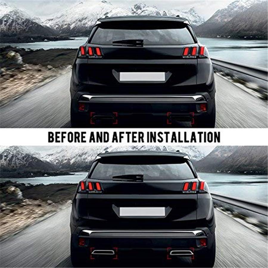 2 stk ABS Krom Bakre Hale Eksosdeksel Trim Passer For Peugeot 3008 5008 2017- 2018