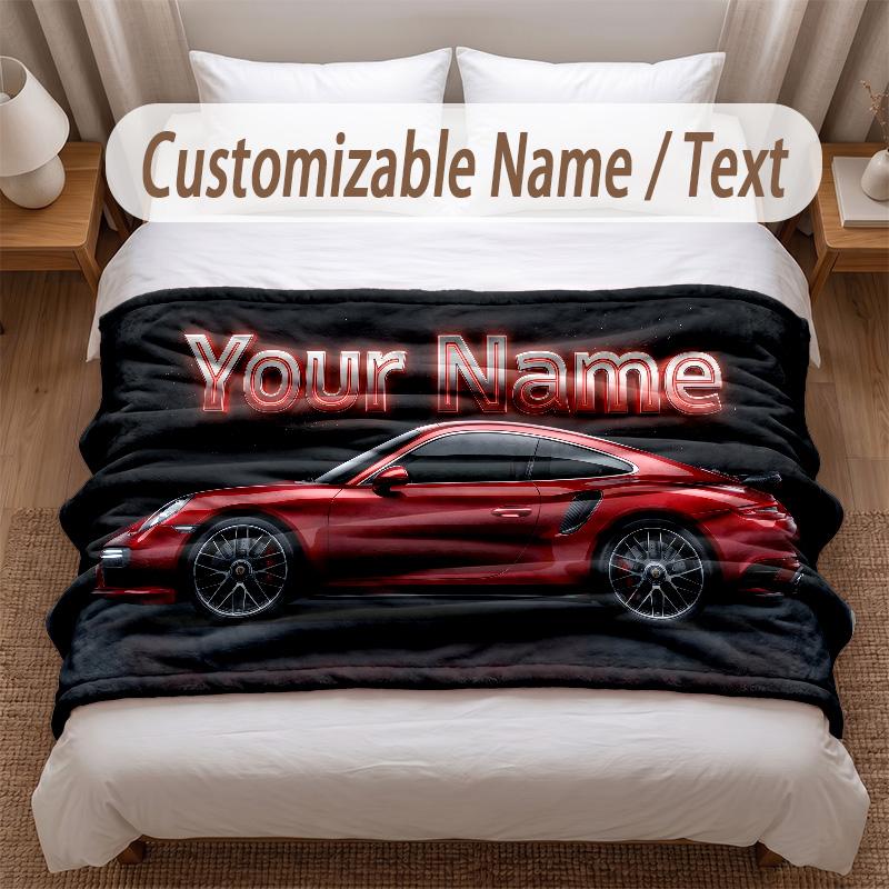 Tema Corse Automobilistiche Coperta Morbida Personalizzata Nome Personalizzato Stampa Testo Coperta Calda Decorazione Divano Casa Camera da Letto