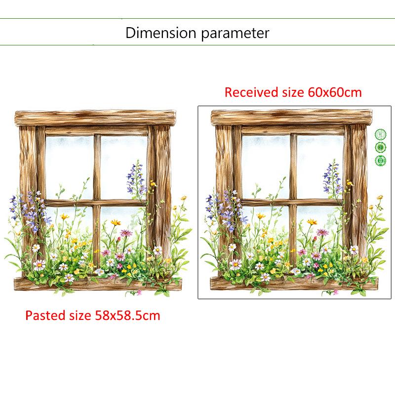 3D Fake Window Wall Sticker Self Adhesive Window Sill Flower Butterfly Decal for Living Room Bedroom Decoration Home Decor