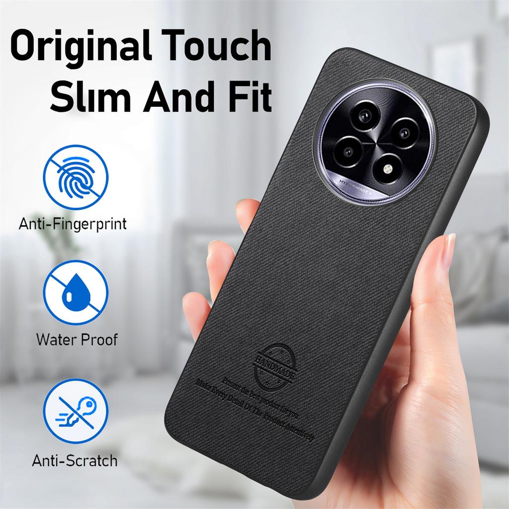 For Realme 13 Pro+ 5G (Global)/Realme 13 Pro 5G (China) Leather Phone Back Cover with Cloth Texture