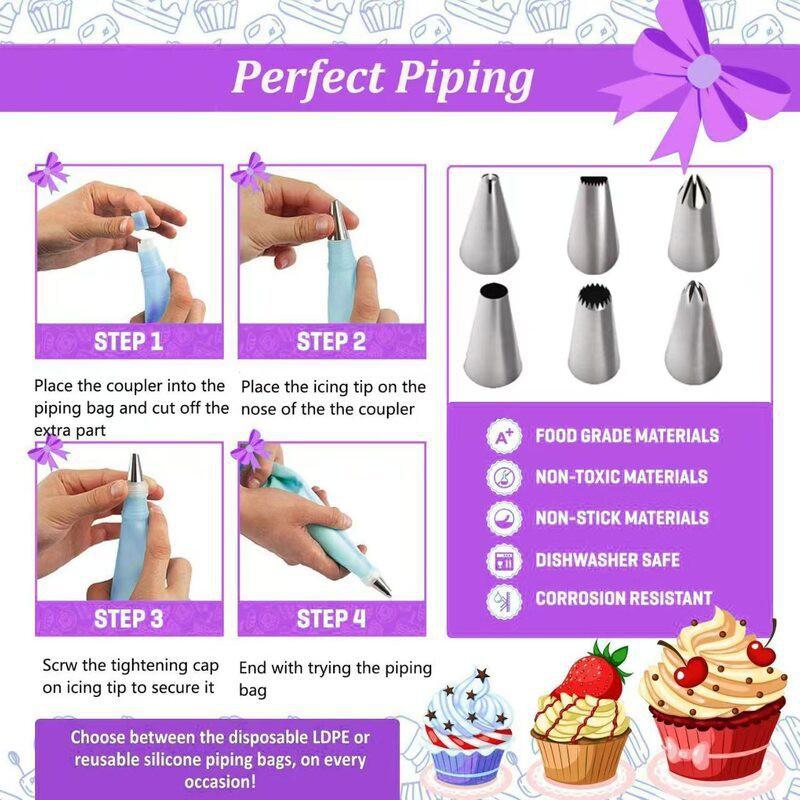 407 Or 542 Piece Cake Decorating Kit With Turntable Piping Tips Non-Stick Baking Pans Home Bakery DIY