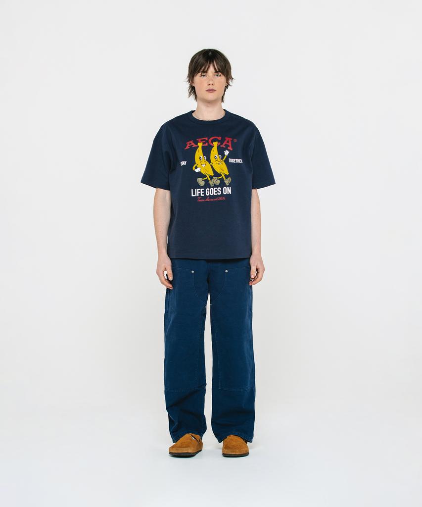AECA Vintage Double Knee Pigment Pants-Navy